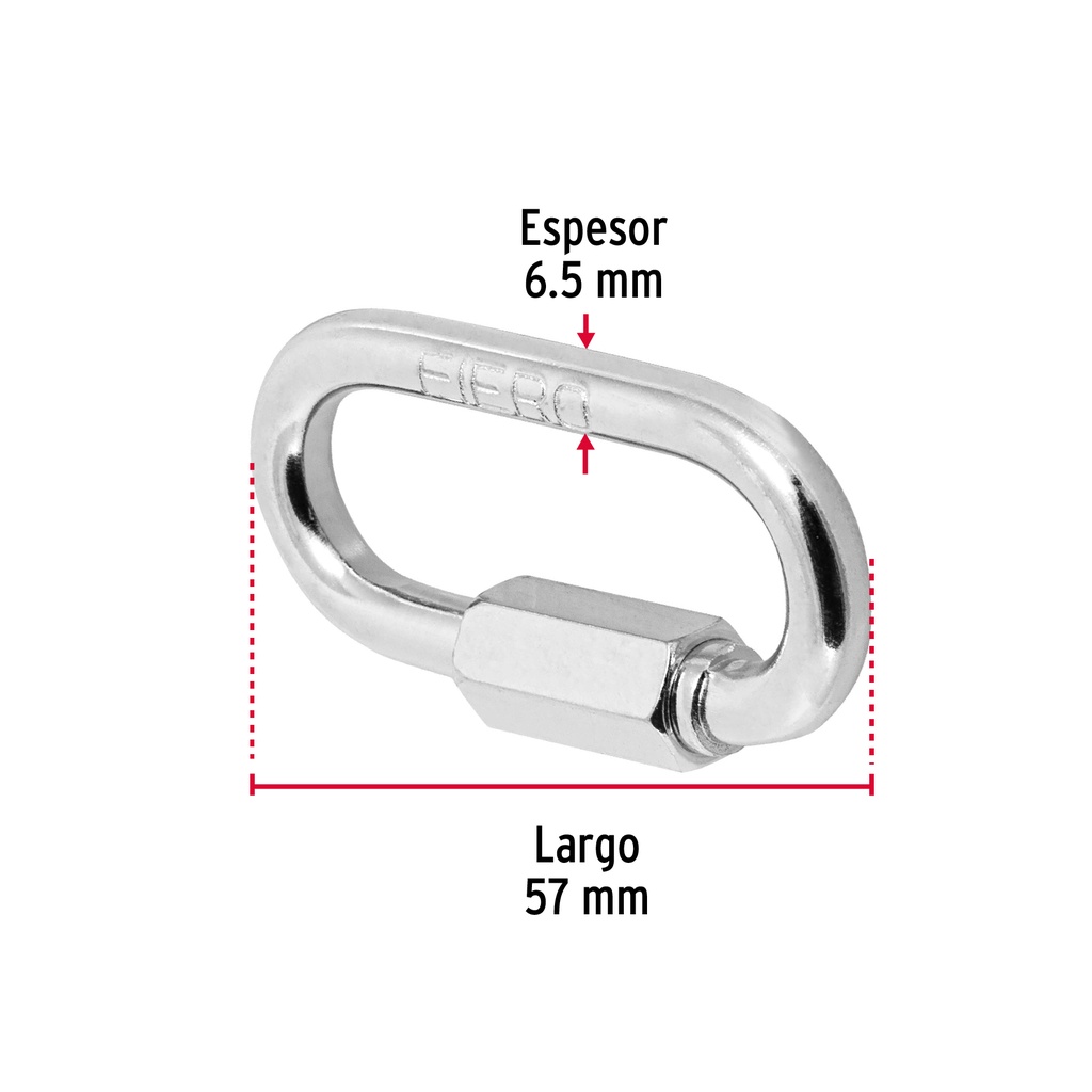 Bandola de acero de 3/16' con seguro, Fiero - Pag 740