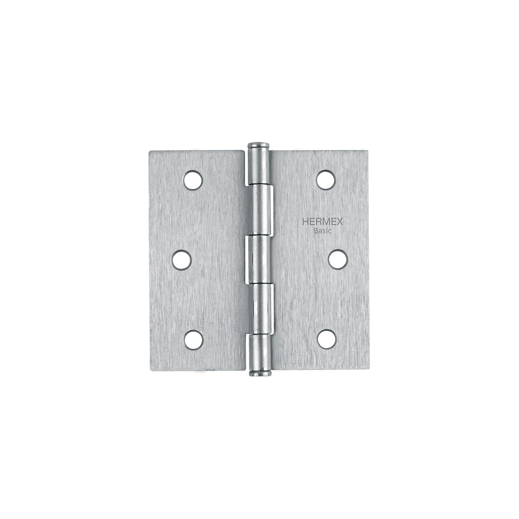 Bisagra cuadrada 3', acero cromo mate, plana, Hermex Basic - Pag 767