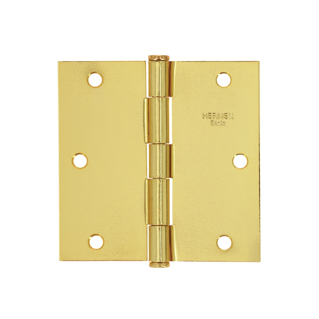 Bisagra cuadrada 3-1/2', acero latonado, plana, Hermex Basic - Pag 767