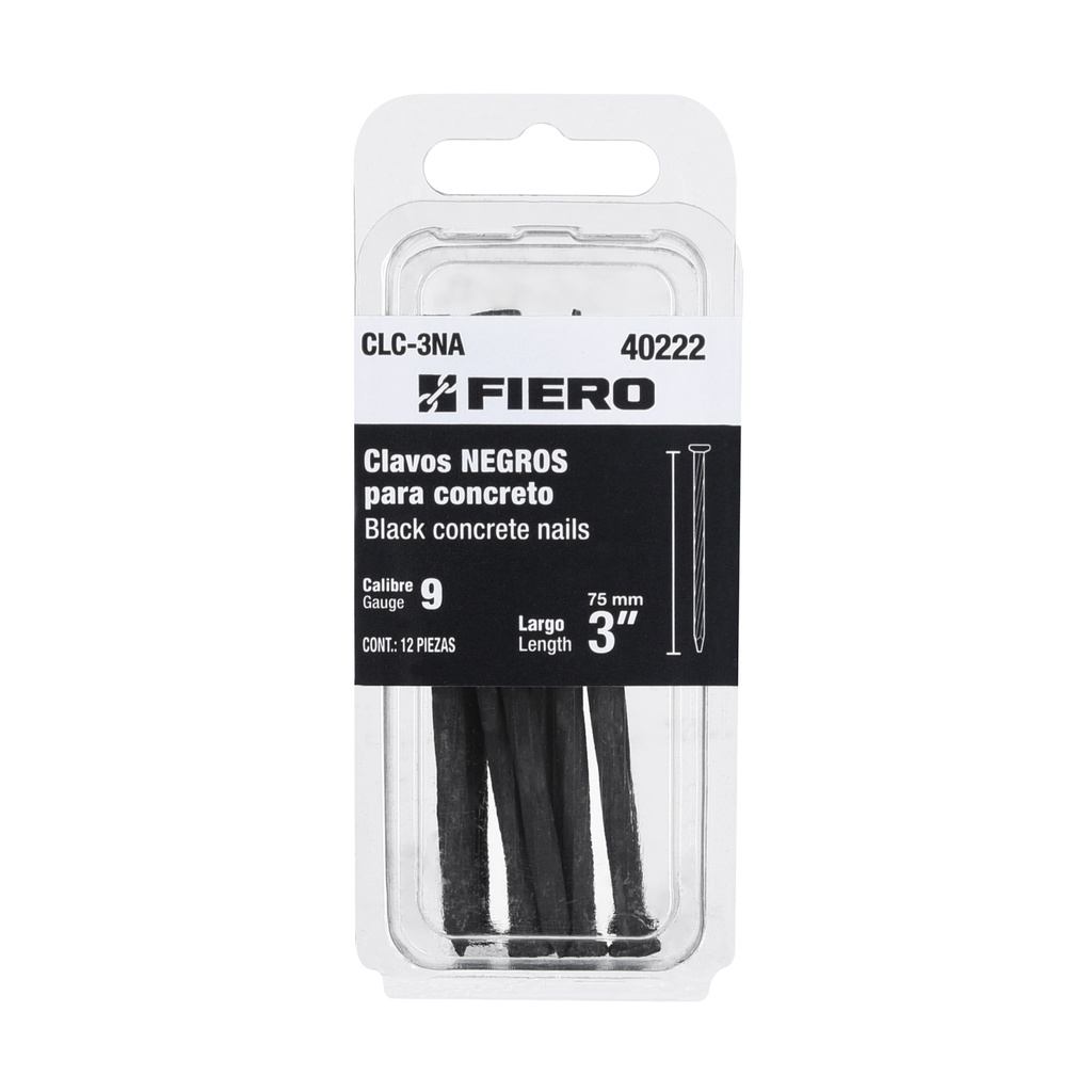Blíster con 12 clavos negros para concreto 3', Fiero - Pag 744, 761