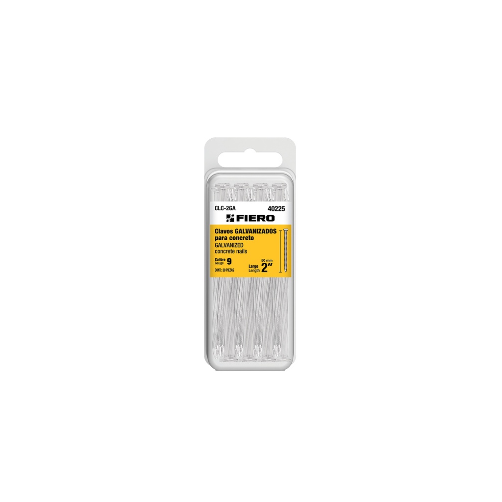 Blíster con 20 clavos galvanizados para concreto 2', Fiero - Pag 744, 761