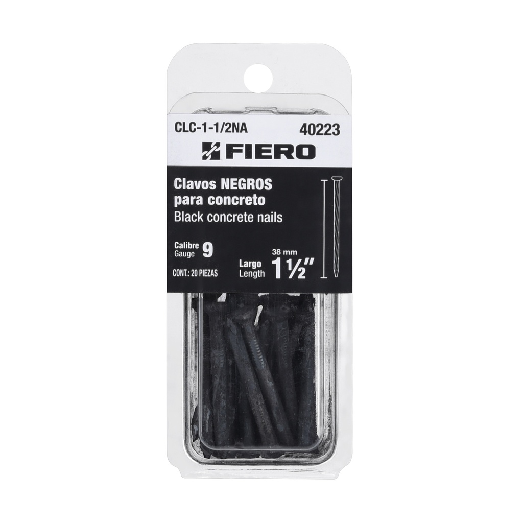 Blíster con 20 clavos negros para concreto 1-1/2', Fiero - Pag 744, 761