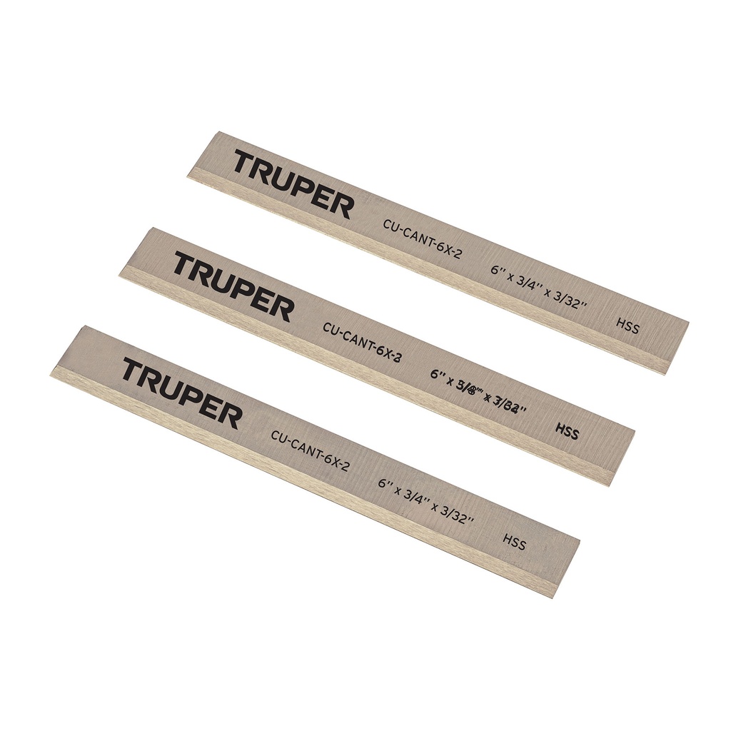 Caja con 3 cuchillas HSS para canteadora CANT-6X2, Truper - Pag 304
