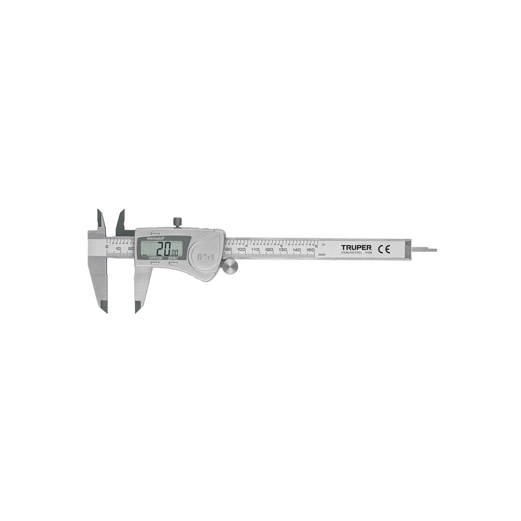 Calibrador vernier digital 6' acero inox, std y mm, Truper - Pag 102