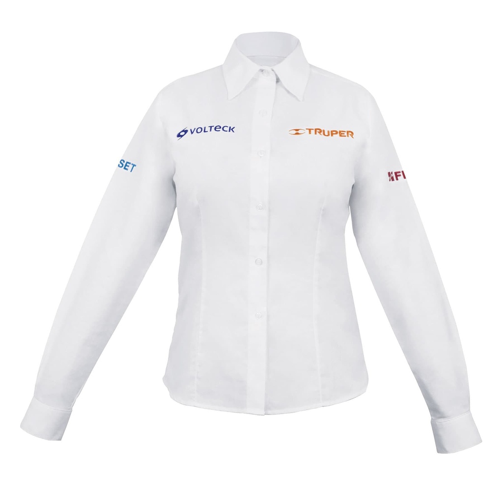 Camisa blanca para dama, manga larga talla M, Truper