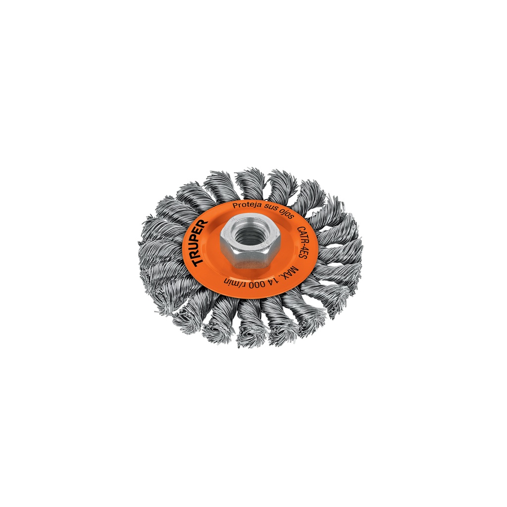 Carda circular 4' alambre trenzado, eje 5/8'-11, Truper - Pag 92