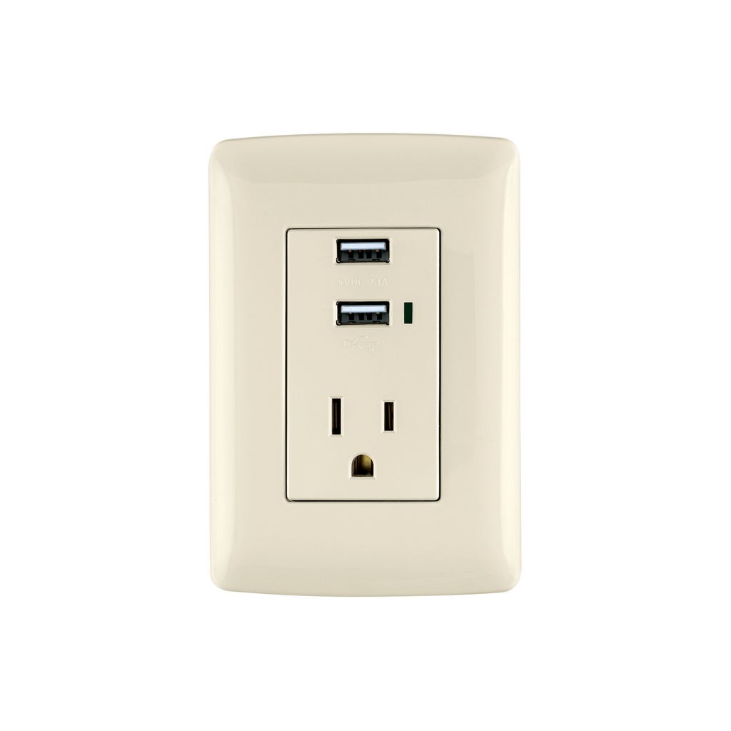 Contacto aterrizado + 2 puertos USB, marfil, línea Italiana - Pag 521