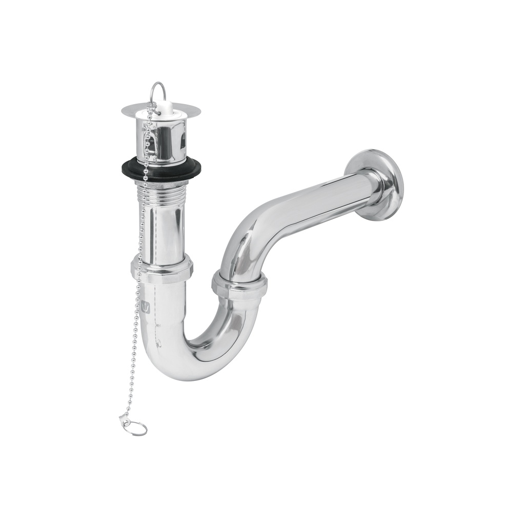 Céspol p/lavabo latón c/contra, tapón y cadena, cromo,1-1/4' - Pag 670