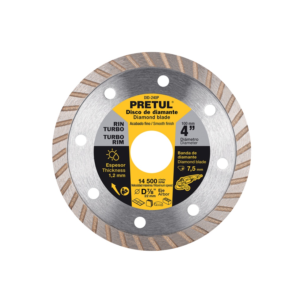 Disco de diamante de 4' x 1.2 mm rin turbo, Pretul - Pag 184
