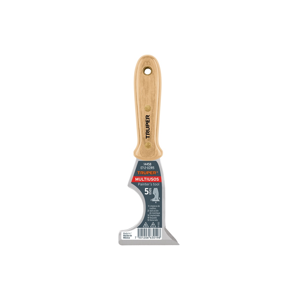 Espátula 2-1/2' de 5 usos con mango de madera, Truper - Pag 200