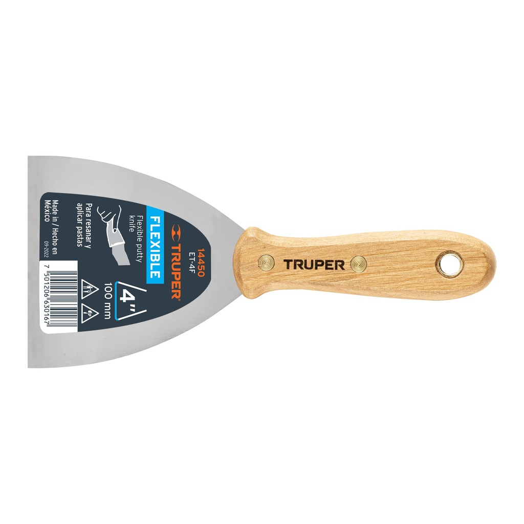Espátula flexible 4' con mango de madera, Truper - Pag 200