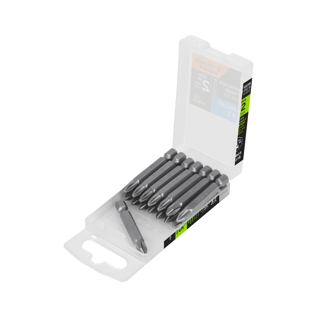 Estuche con 15 puntas de cruz PH2 largo 2', Truper Expert - Pag 419
