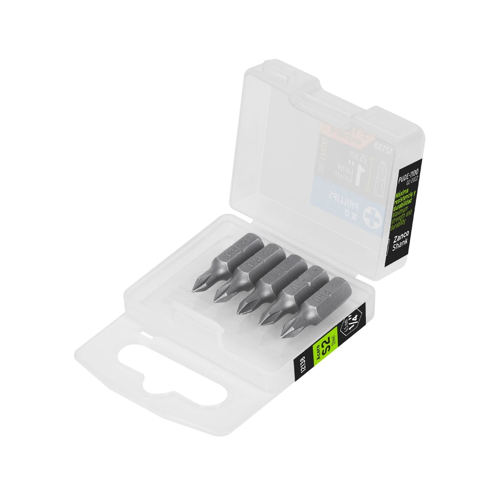 Estuche con 5 puntas de cruz PH0 largo 1', Truper Expert - Pag 419