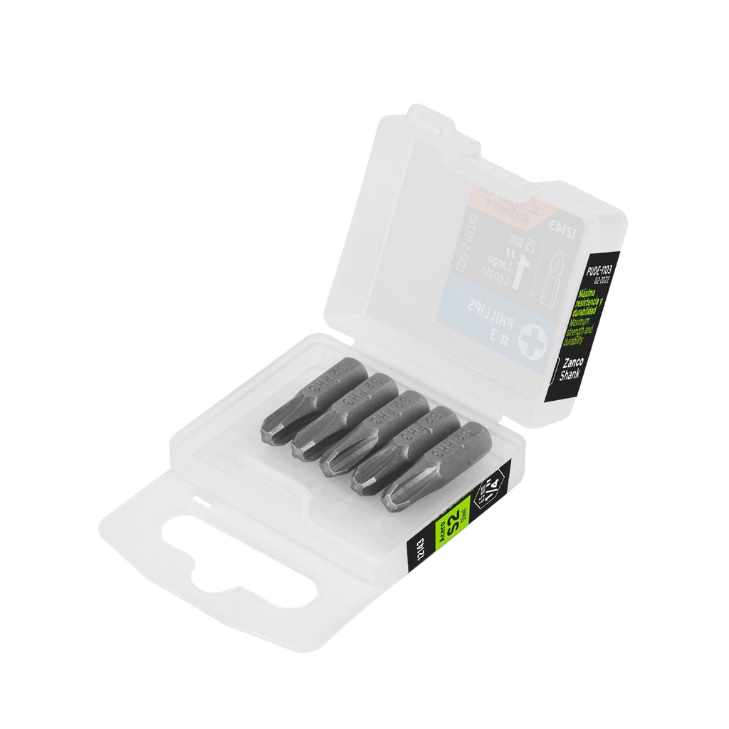 Estuche con 5 puntas de cruz PH3 largo 1', Truper Expert - Pag 419