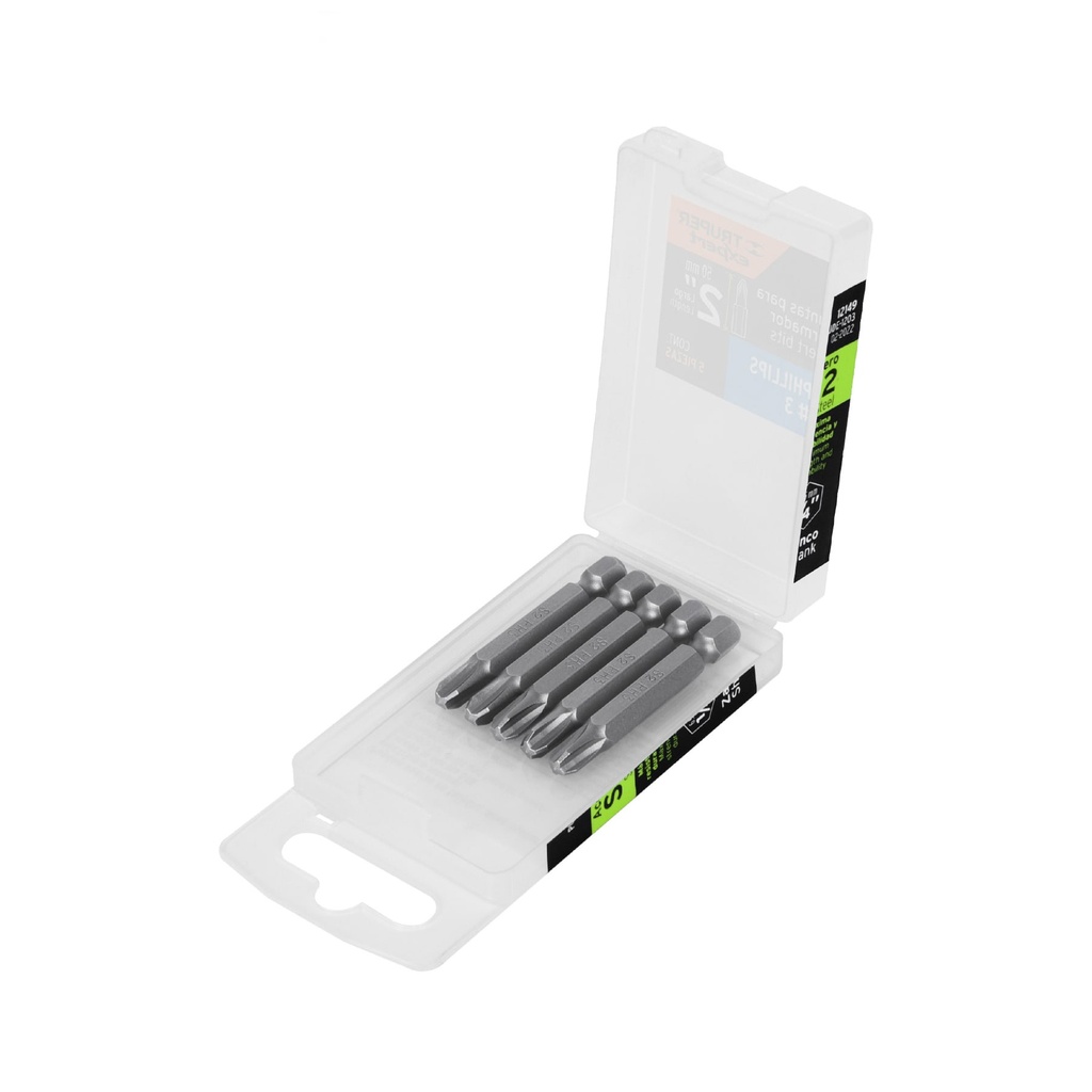 Estuche con 5 puntas de cruz PH3 largo 2', Truper Expert - Pag 419