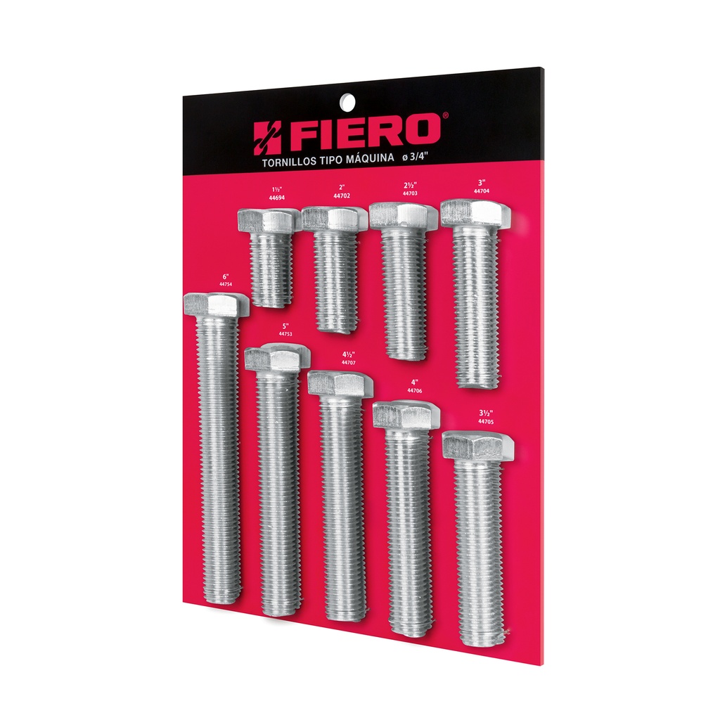 Exhibidor Fiero con tornillos tipo máquina, 3/4' - Pag 763, 812