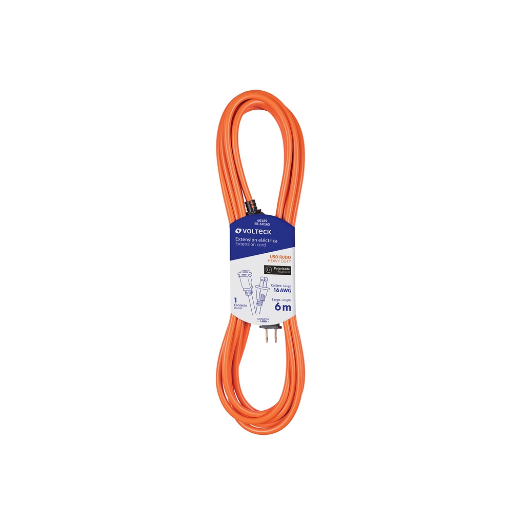 Extensión eléctrica uso rudo 6m 2x16 AWG para 1 clavija - Pag 553