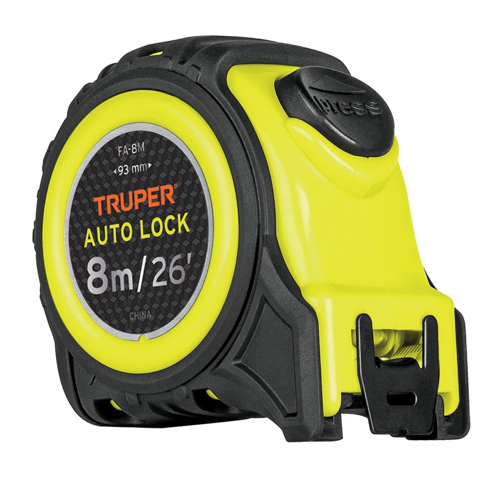 Flexómetro Auto-Lock contra impactos 8 m cinta 25 mm, Truper - Pag 207
