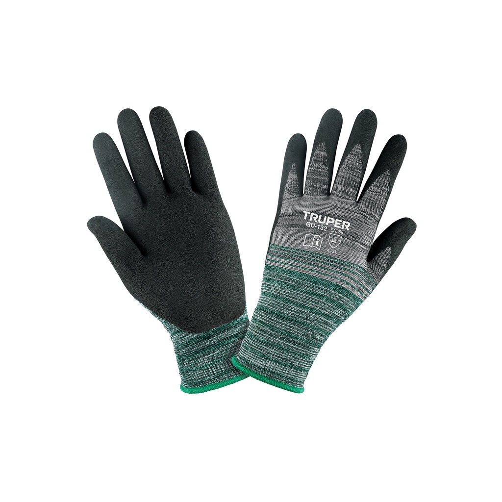Guantes de nylon recubiertos de nitrilo arenoso, M, Truper - Pag 449