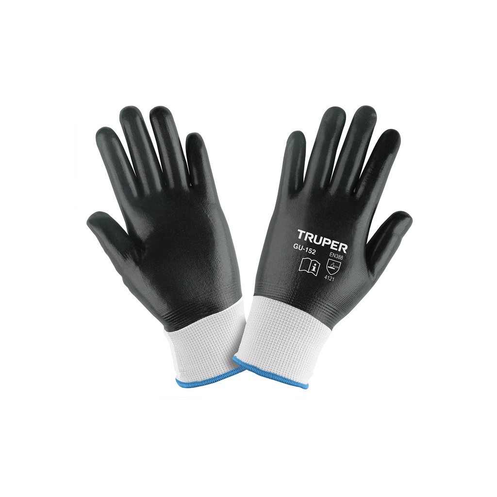 Guantes de poliéster con recubrimiento de nitrilo, M, Truper - Pag 449