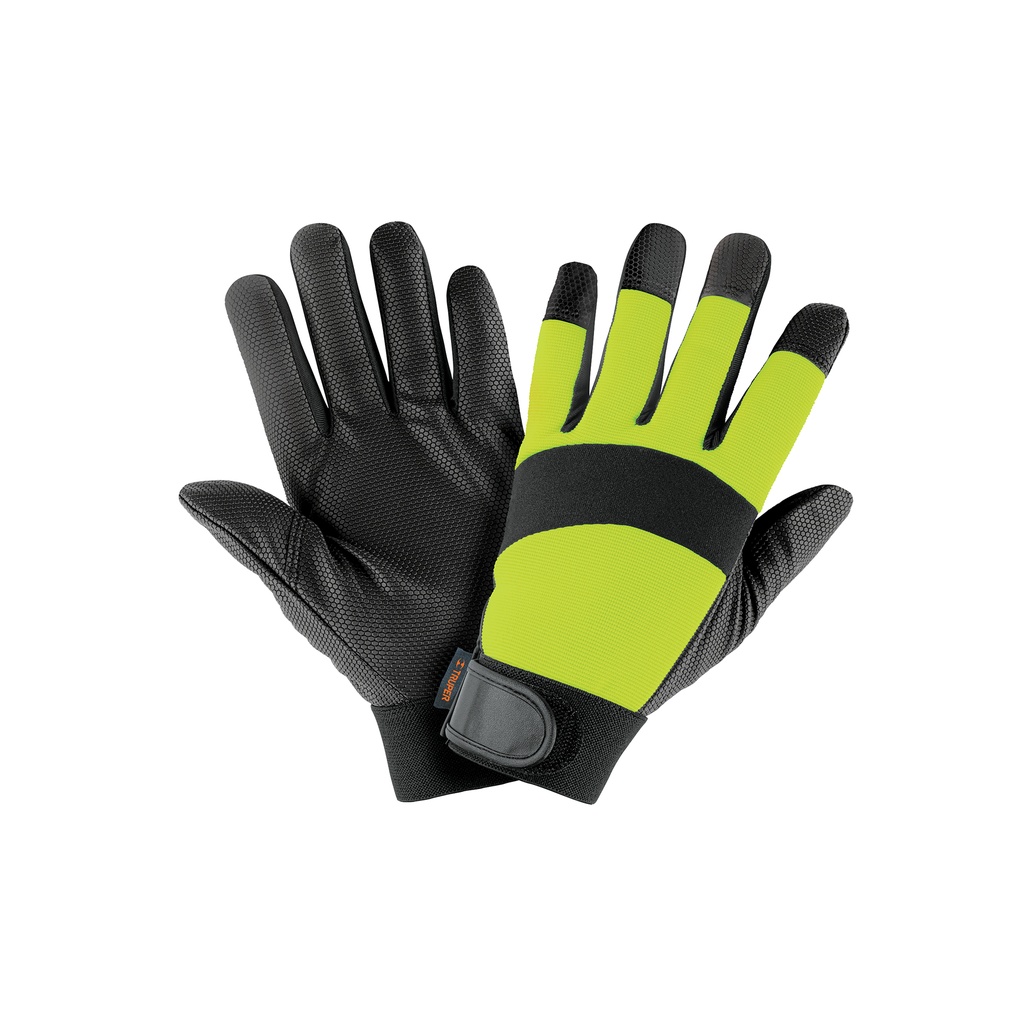 Guantes mecánico, alta visibilidad, palma poliuretano, verde - Pag 448