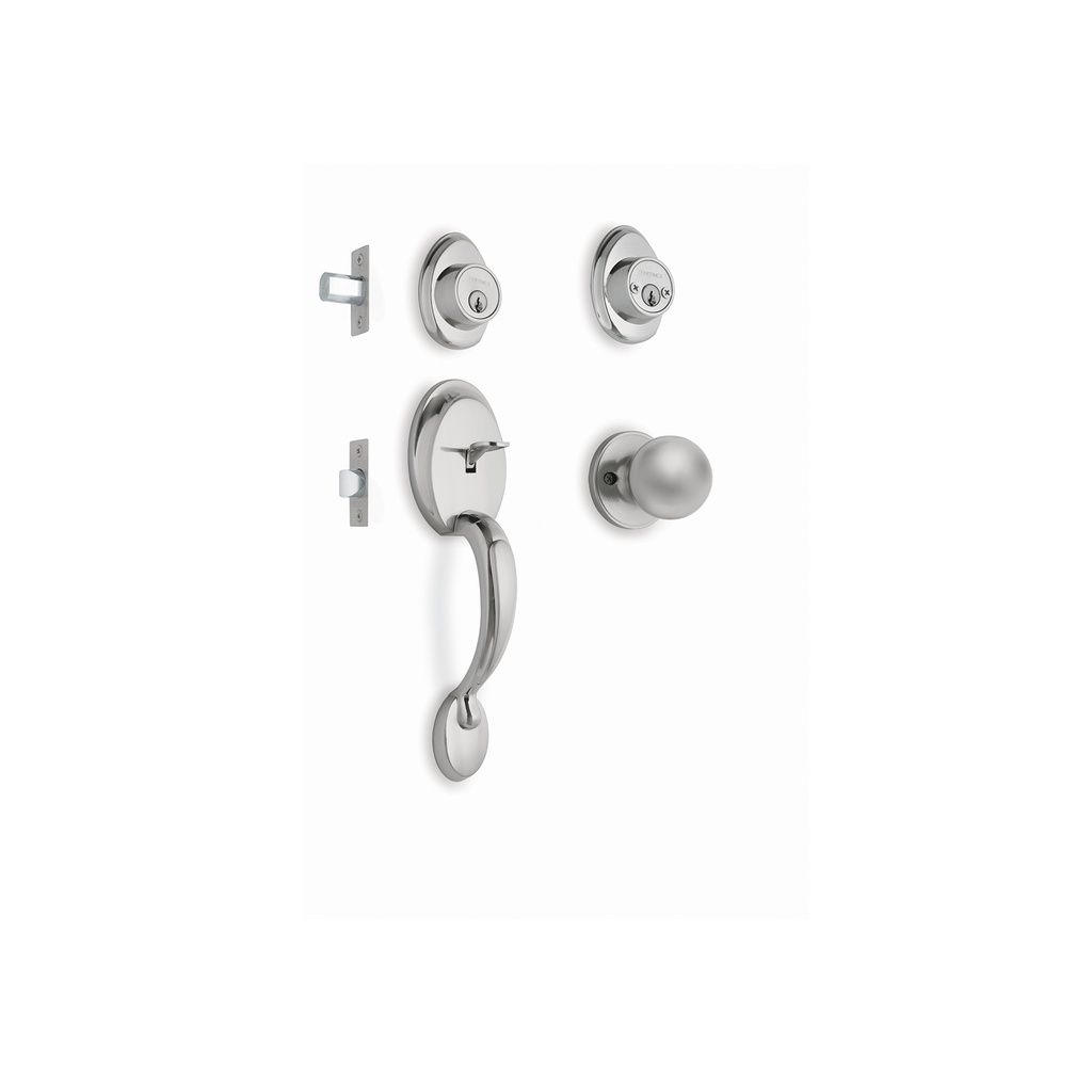 Jaladera, perilla y cerrojo llave, cromo mate, Hermex Basic - Pag 782, 798