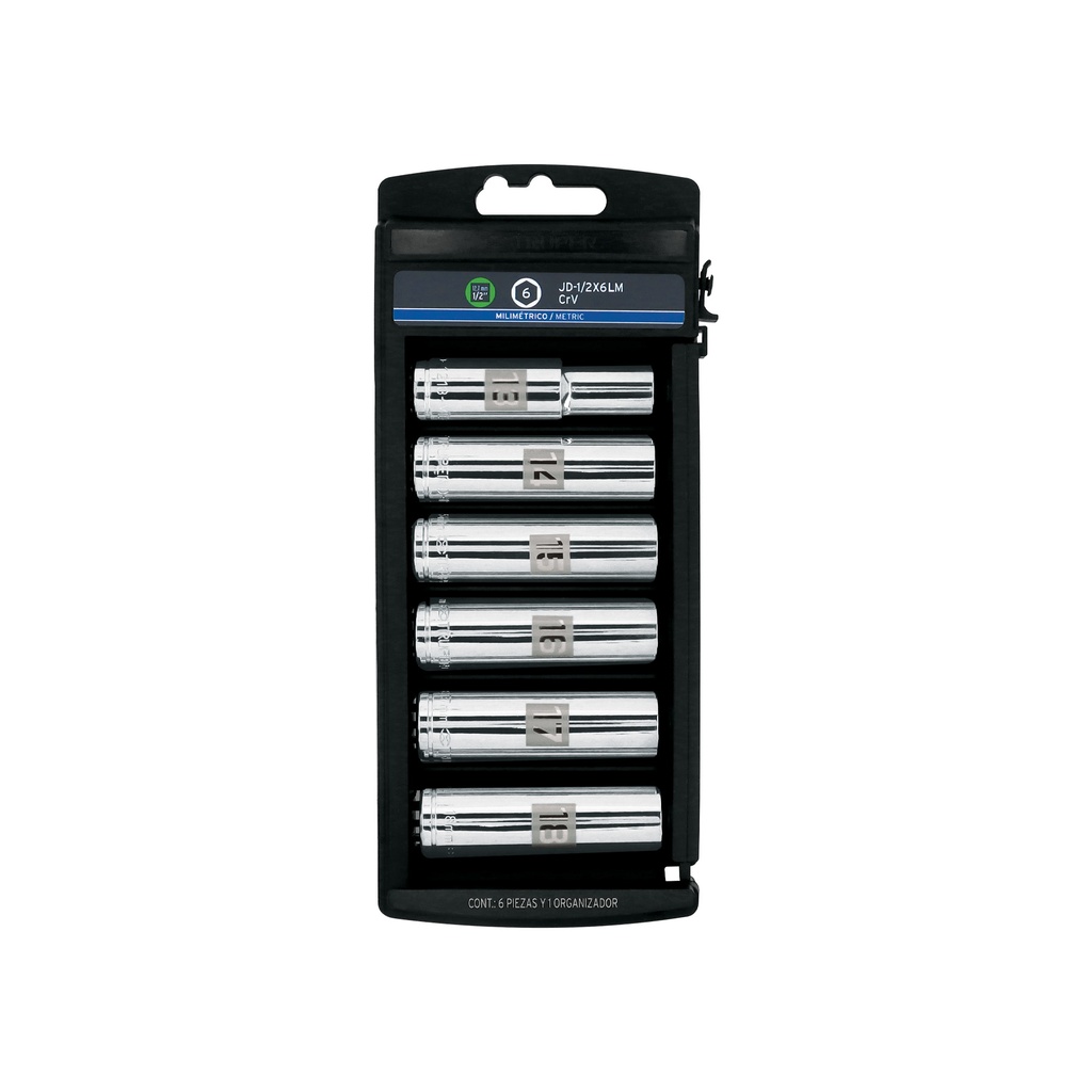 Juego 6 dados largos cuadro 1/2' mm, Truper - Pag 153