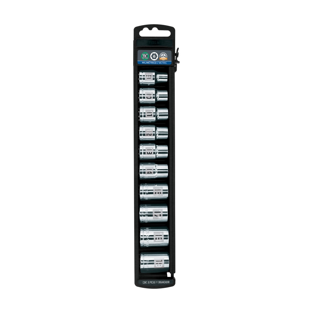 Juego de 10 dados cuadro 1/2' mm, Truper - Pag 153