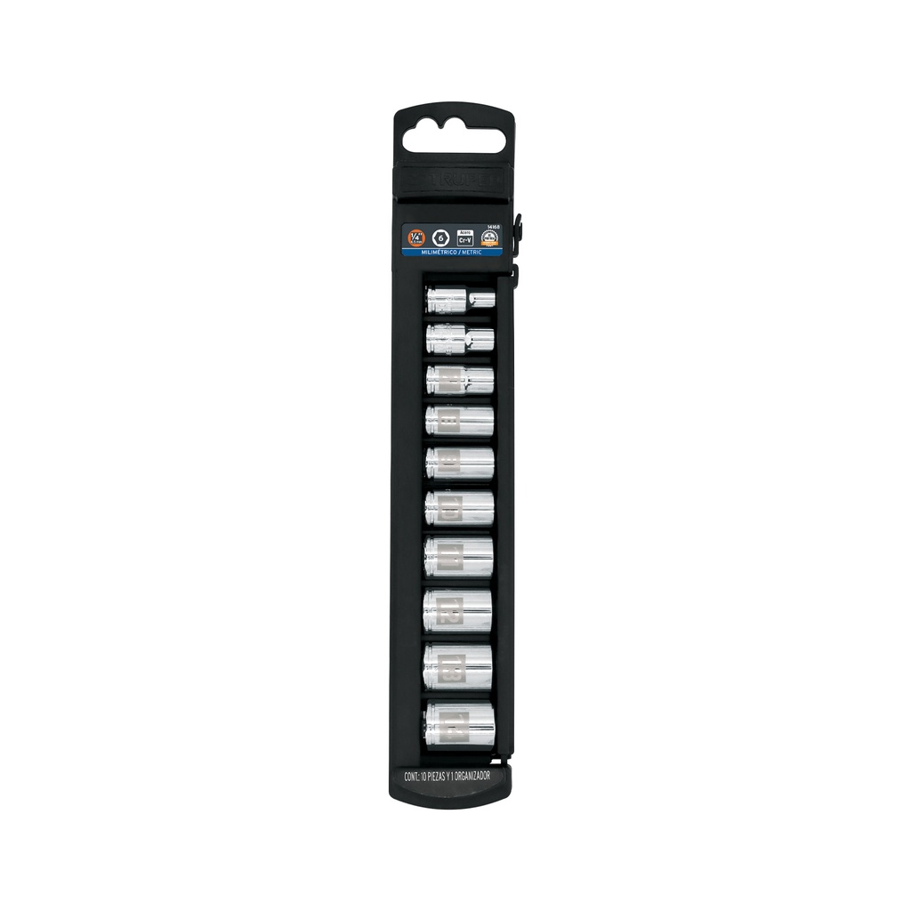 Juego de 10 dados cuadro 1/4' mm, Truper - Pag 150