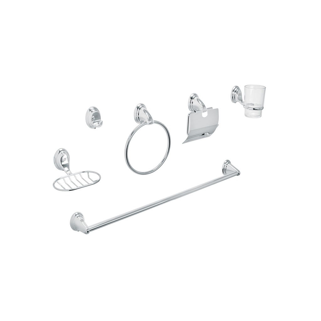 Juego de 6 accesorios p/baño cromo chapetón ovalado, Aqua - Pag 635
