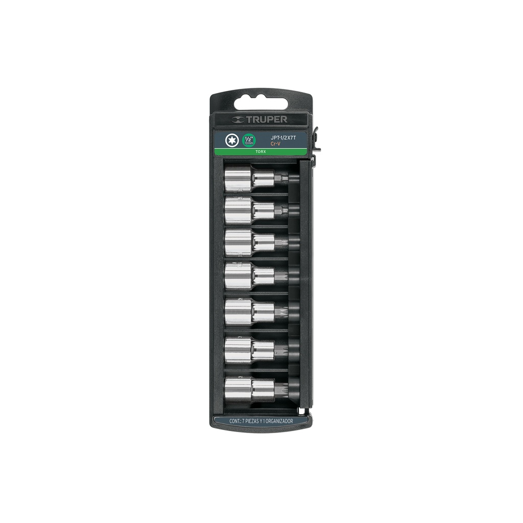 Juego de 7 dados cuadro 1/2' punta torx, Truper - Pag 153