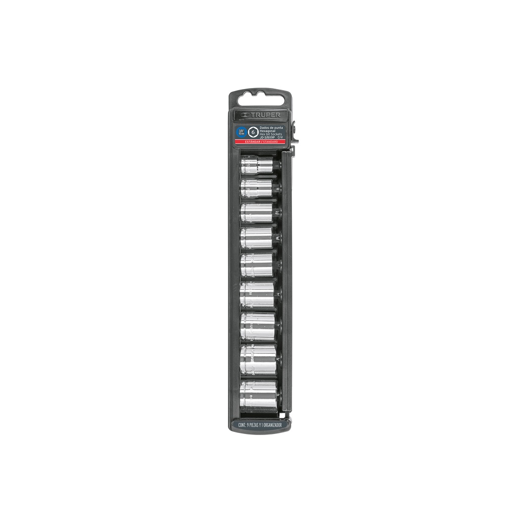 Juego de 9 dados cuadro 3/8' std, Truper - Pag 151