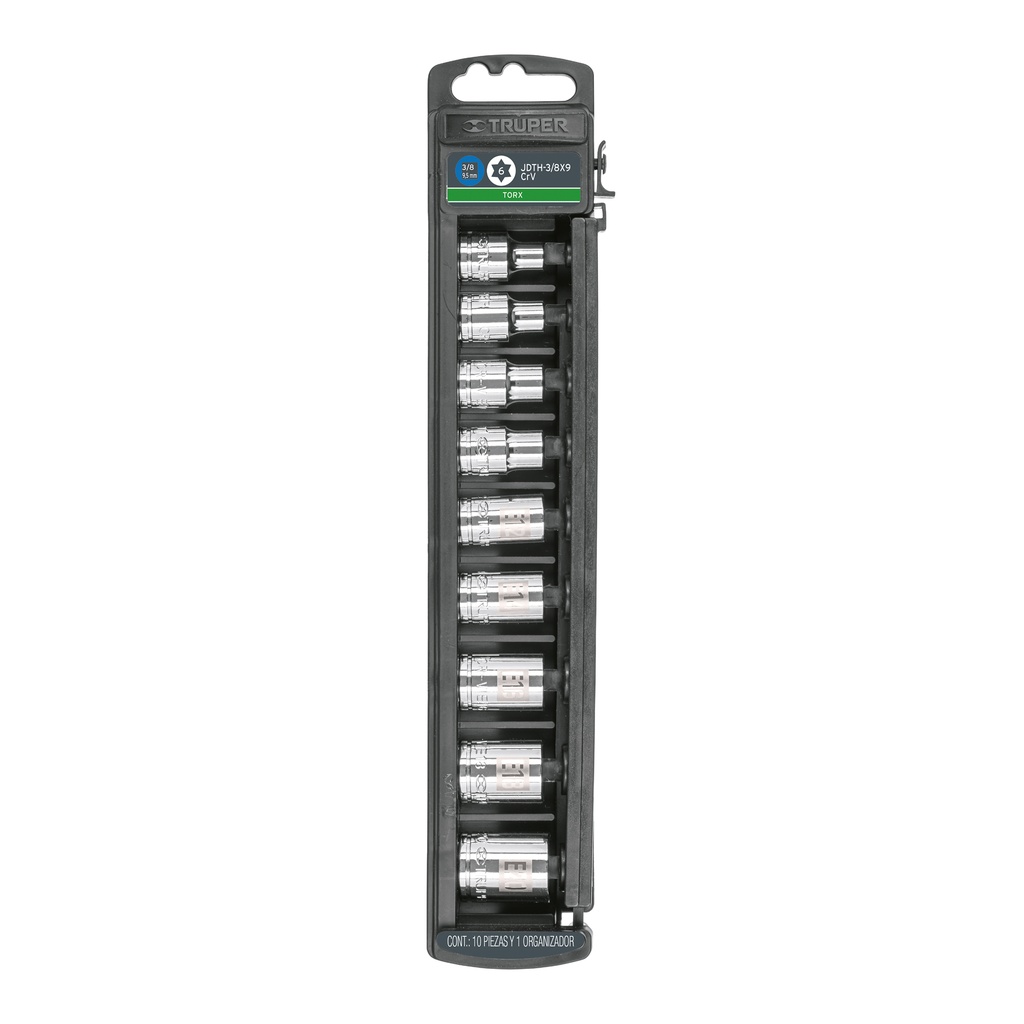 Juego de 9 dados cuadro 3/8' torx, Truper - Pag 151