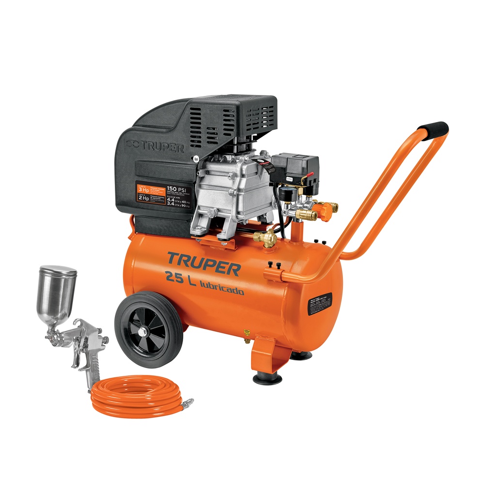 Kit, compresor 25 L, 3 HP, manguera de PVC y pistola, Truper - Pag 116