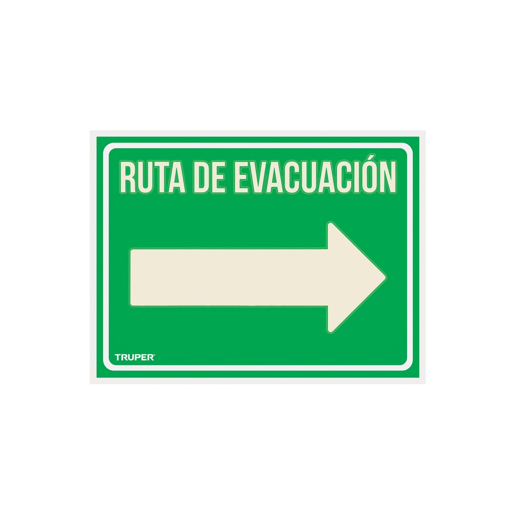 Letrero de señalización 'RUTA EVACUACIÓN DERECHA',21 x 28 cm - Pag 465