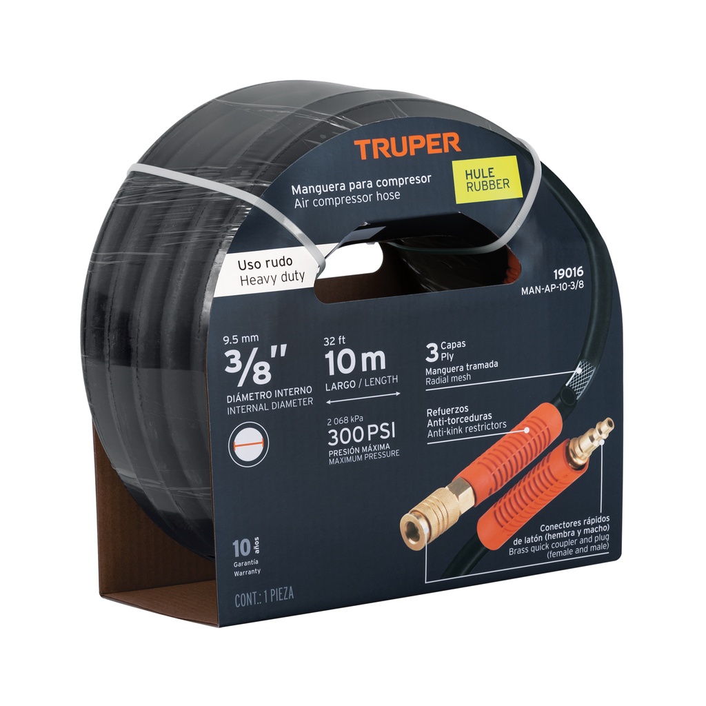 Manguera de hule para compresor, 10 m x 3/8', Truper - Pag 120