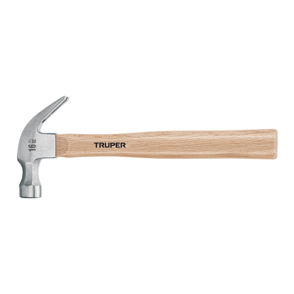 Martillo pulido 16 oz uña curva, mango madera, Truper - Pag 367