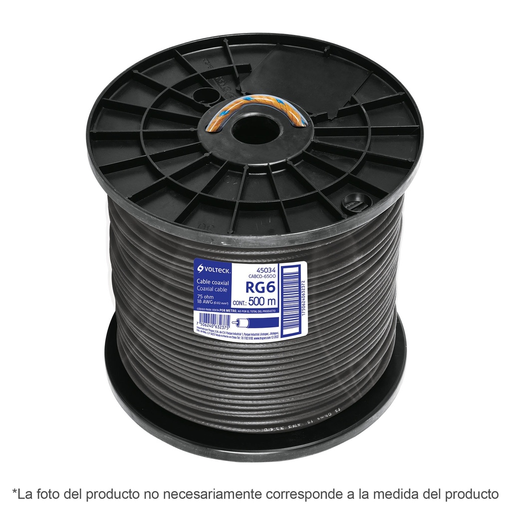 Metro de cable coaxial RG6 en carrete de 300 m, Volteck - Pag 514