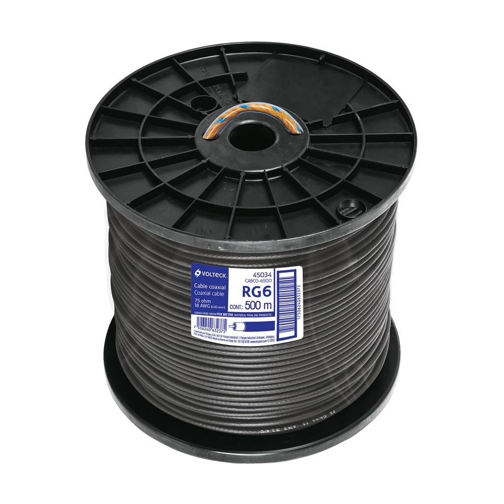 Metro de cable coaxial RG6 en carrete de 500 m, Volteck - Pag 514