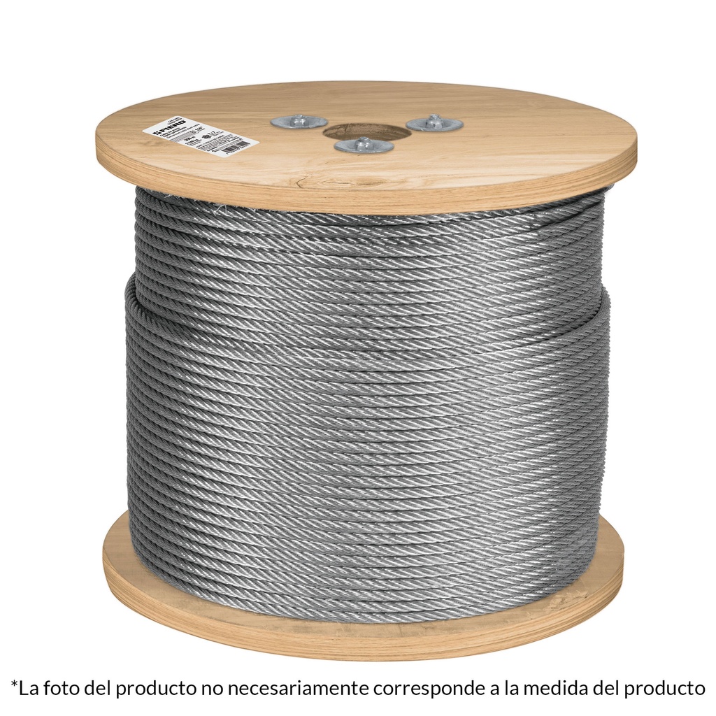 Metro de cable rígido 3/16' de acero 7x7 hilos, 300 m, Fiero - Pag 736