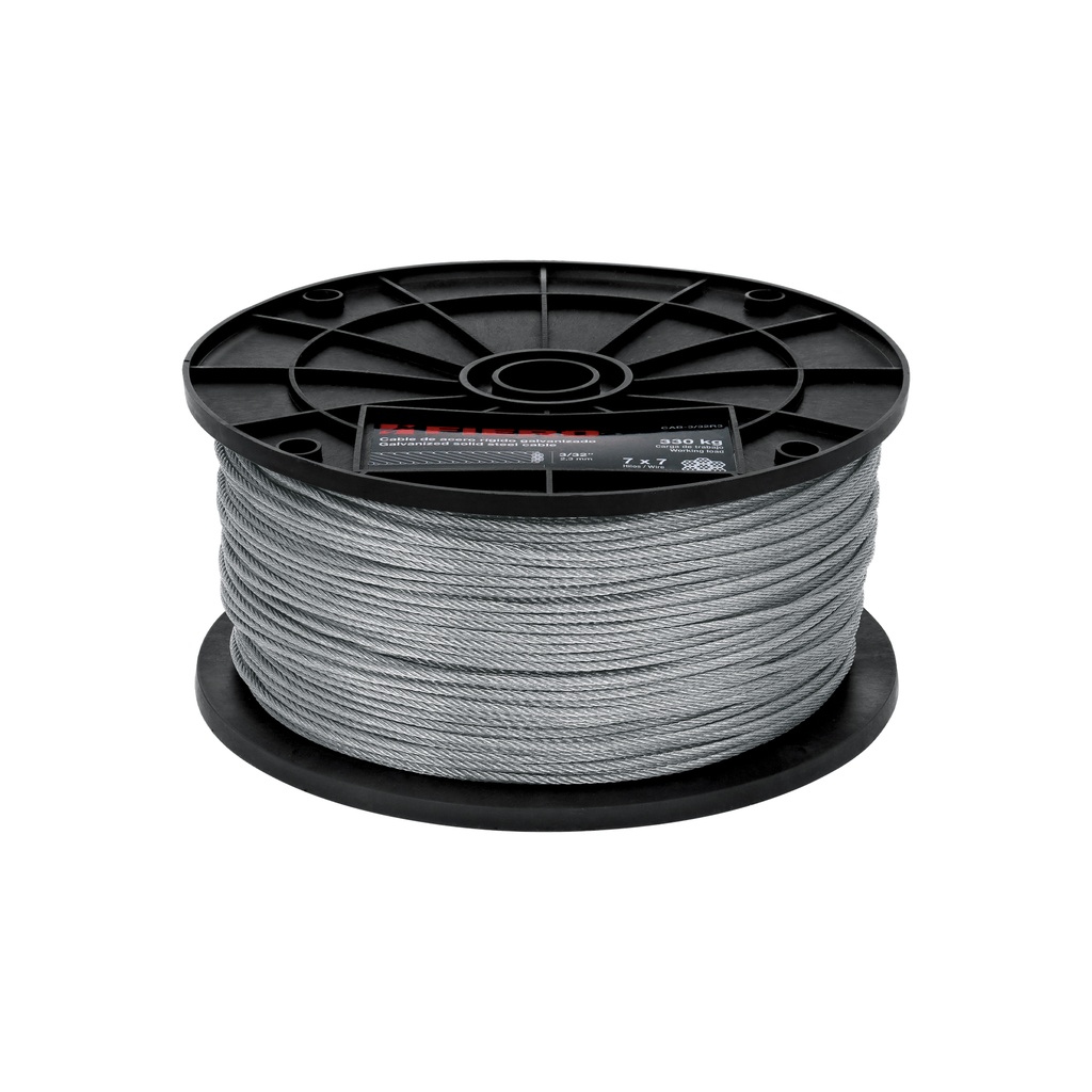 Metro de cable rígido 3/32' de acero 7x7 hilos, 300 m, Fiero - Pag 736