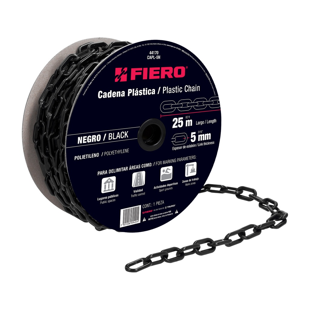 Metro de cadena de 5 mm de plástico negra, carrete de 25 m - Pag 741
