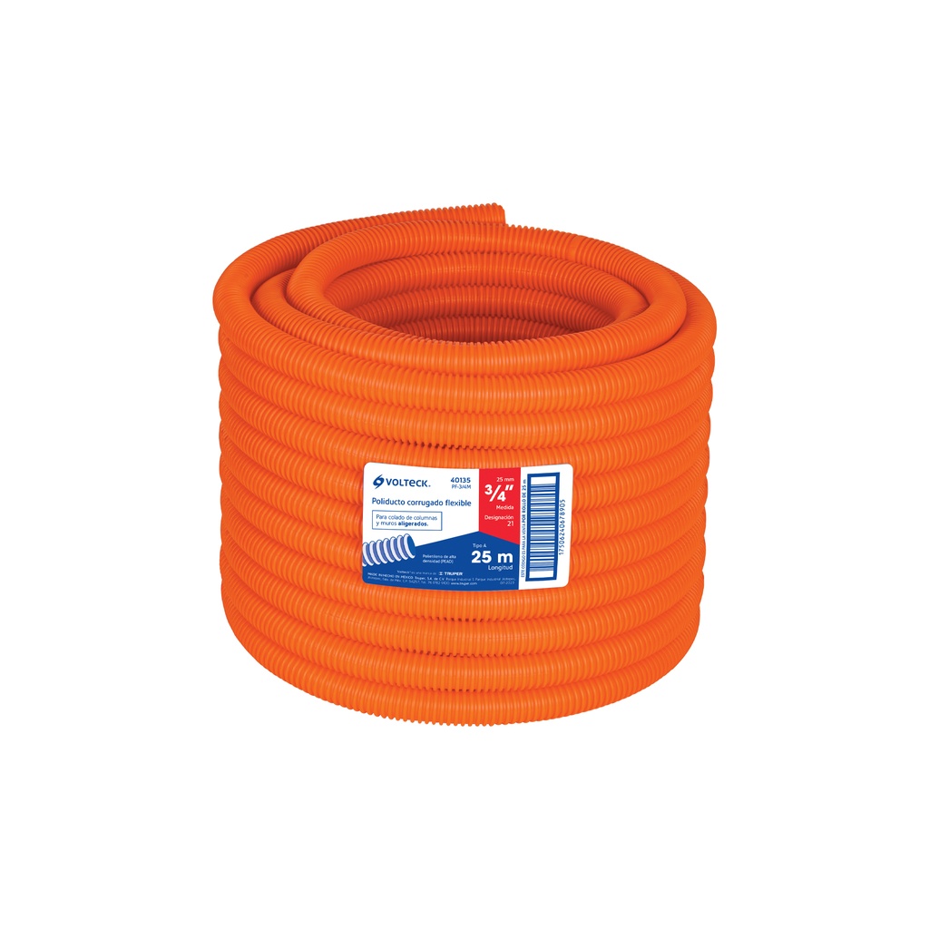 Metro de poliducto 3/4' corrugado flex. s/guía, rollo 25 m - Pag 576