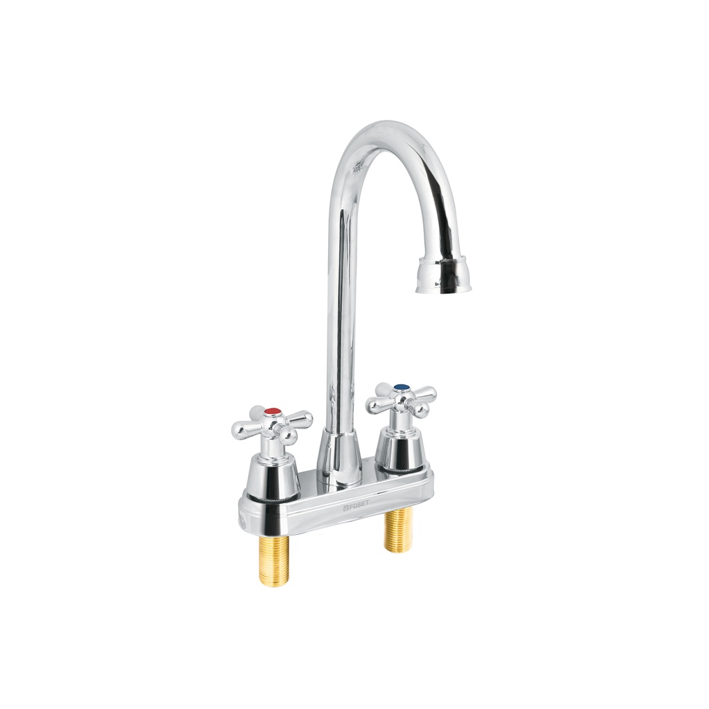 Mezcladora cromo 4' para lavabo, cuello bar, cruceta, Aqua - Pag 626