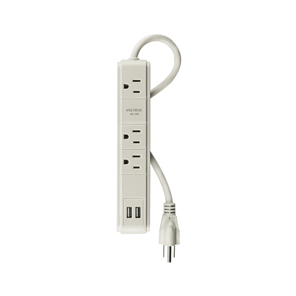 Multicontacto 16 AWG 3 entradas 2 puertos USB supresor 300 J - Pag 564
