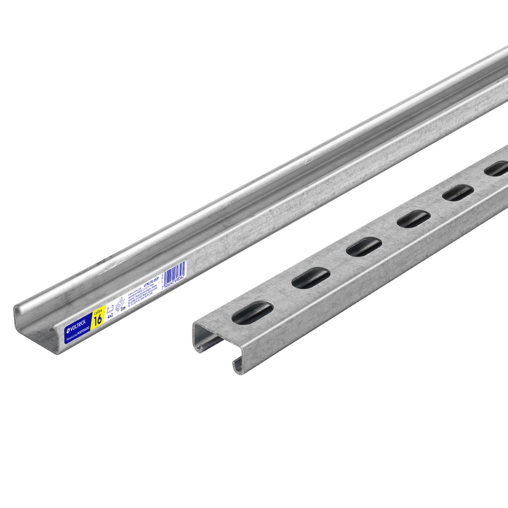 Perfil unicanal perforado de 3 m, 4 x 2 cm, cal. 16, Volteck - Pag 575
