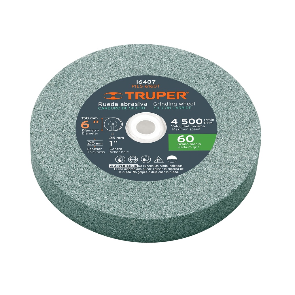 Piedra para esmeril 6 X 1', carburo de silicio, grano 60 - Pag 181