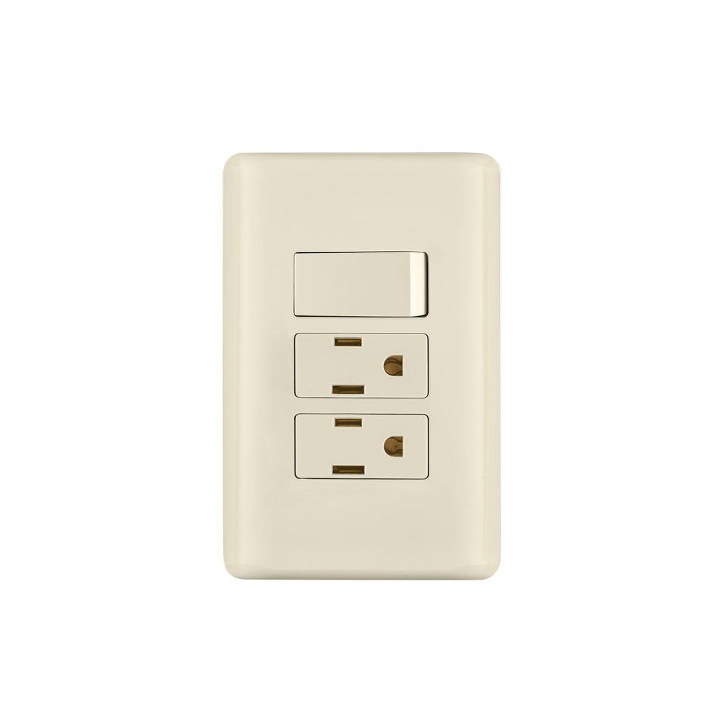 Placa armada interruptor y 2 contactos, marfil, Basic - Pag 540