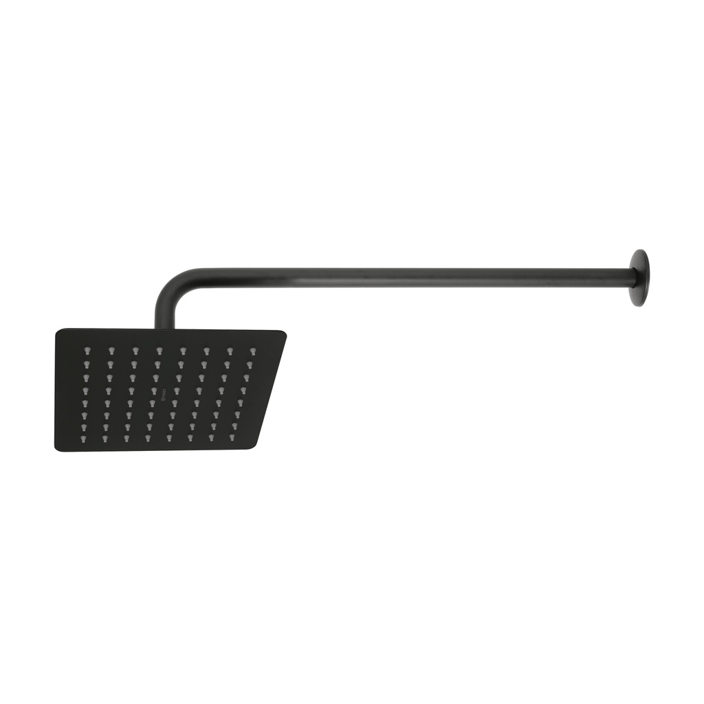 Regadera cuadrada 8', acero inox, con brazo, negro, Túbig - Pag 642