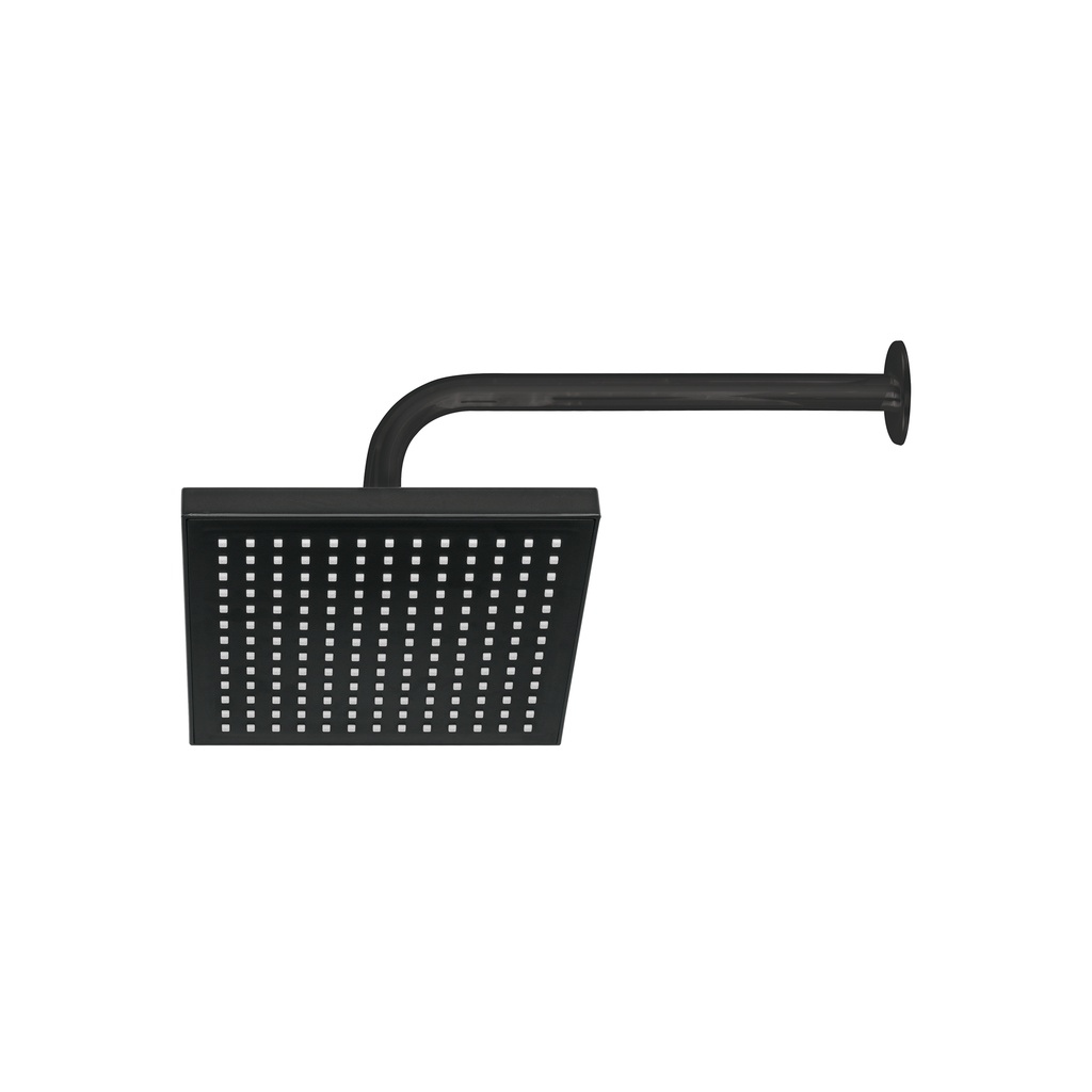 Regadera cuadrada ABS 8' acabado negro mate con brazo, Foset - Pag 633
